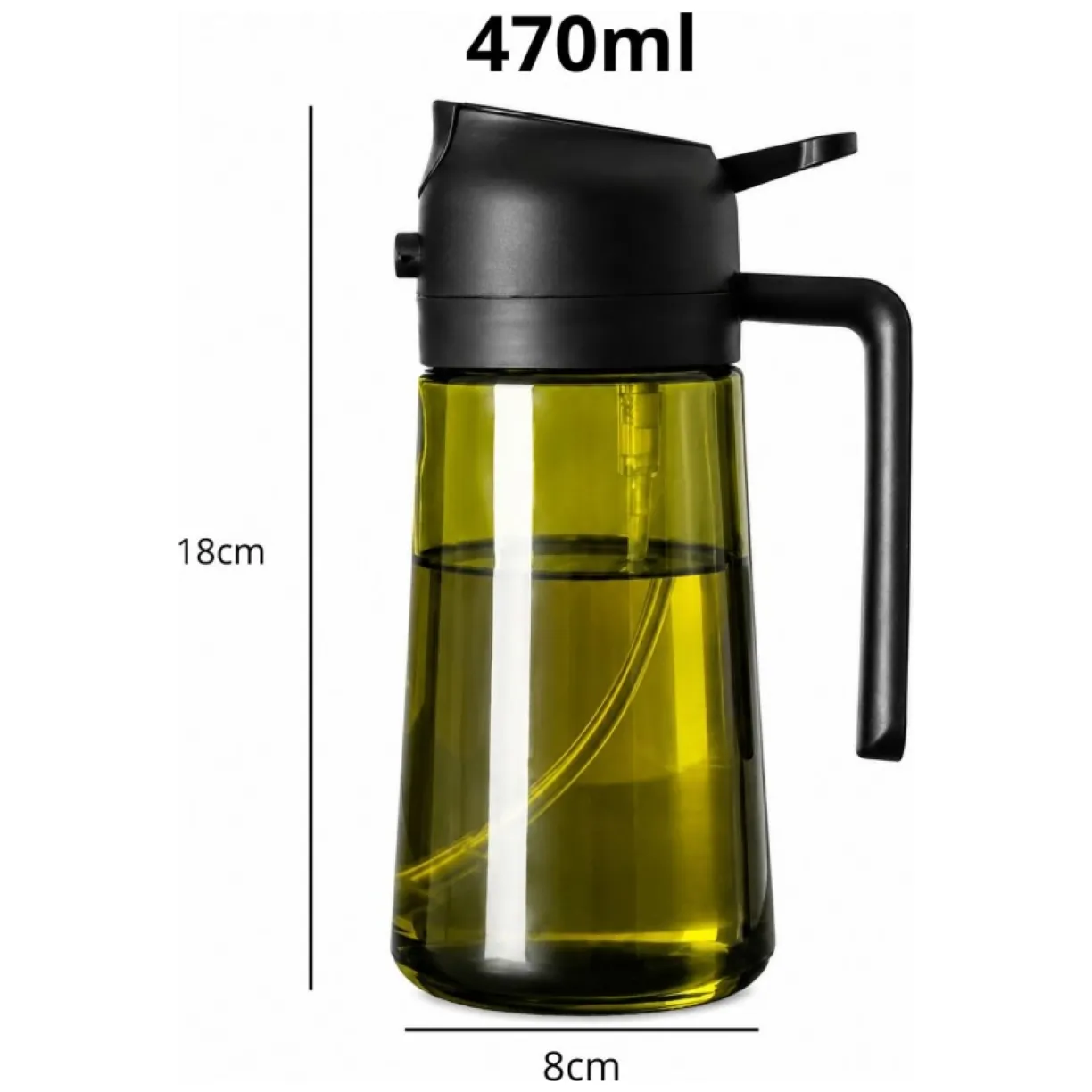 Szklana butelka spray do oliwy i oleju, zielony dozownik rozpylacz 470 ml - obrazek 2
