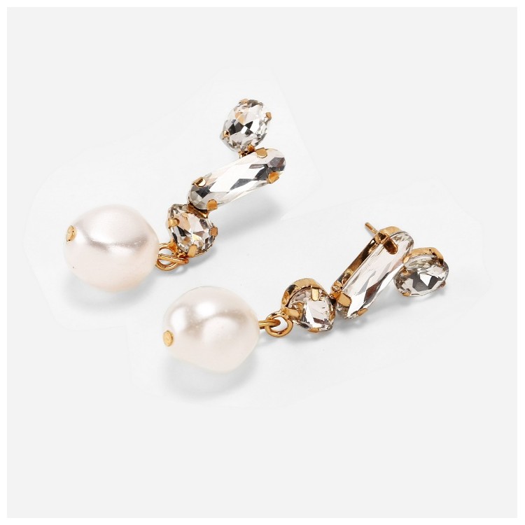 Kolczyki wiszące perły kryształ K1163 - obrazek 2