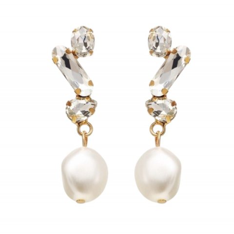 Kolczyki wiszące perły kryształ K1163