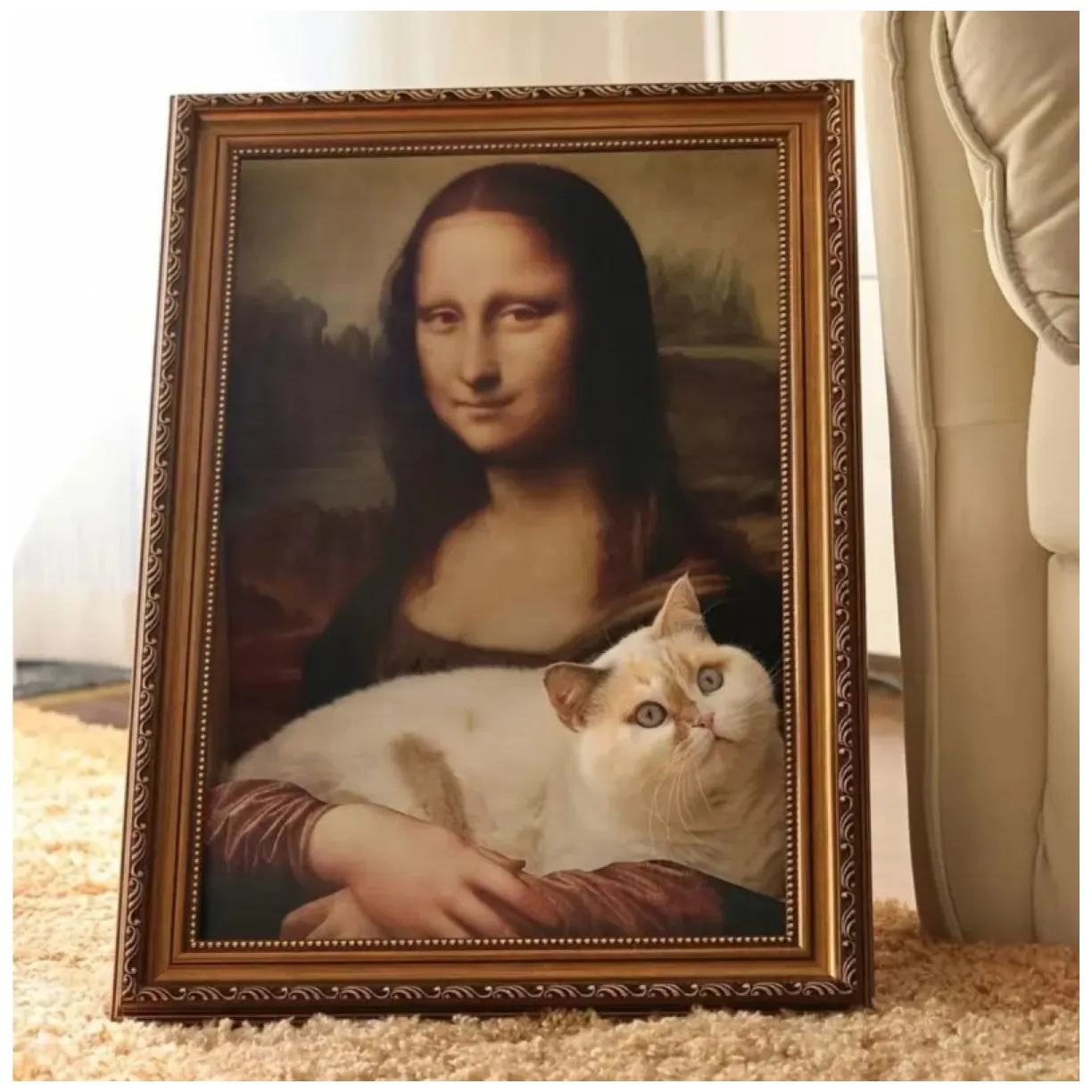 Drapak domek DLA KOTA - obraz ramka Mona Lisa, legowisko - obrazek 2