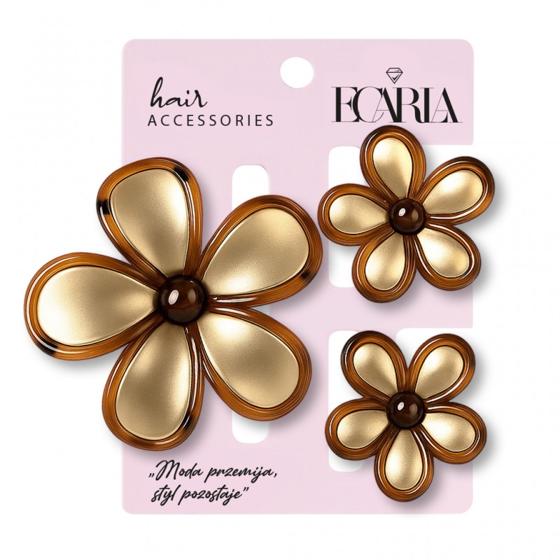 Zestaw spinek do włosów klamer 3w1, kwiat XL + 2 szt. mini spinek SP433