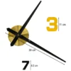 Zegar ścienny naklejany DIY regulowany 100-120 cm czarny złoty 12 cyfr