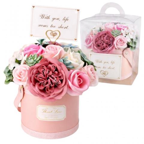 Flower box, bukiet zapachowych kwiatów mydlanych w pudełku 21х22cm BUK10R