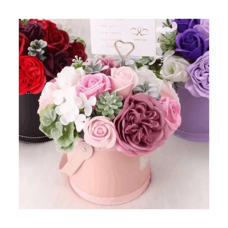 Flower box, bukiet zapachowych kwiatów mydlanych w pudełku 21х22cm BUK10R - obrazek 6