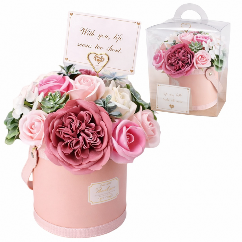 Flower box, bukiet zapachowych kwiatów mydlanych w pudełku 21х22cm BUK10R - obrazek 7