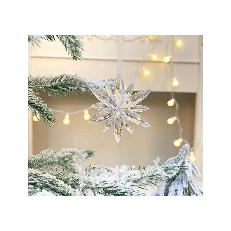 Zestaw zawieszek transparentne śnieżynki 12szt. w opakowaniu BSN70 - obrazek 2