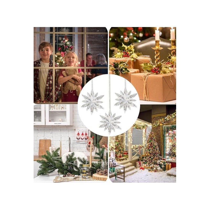 Zestaw zawieszek transparentne śnieżynki 12szt. w opakowaniu BSN70 - obrazek 4