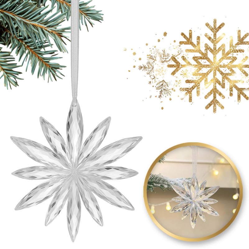 Zestaw zawieszek transparentne śnieżynki 12szt. w opakowaniu BSN70