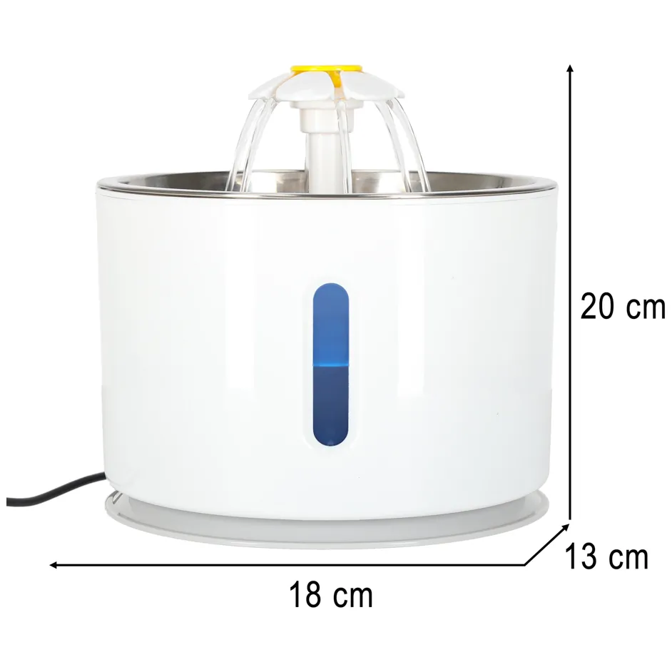 Automatyczne poidełko fontanna dla psa kota z filtrem LED USB 2,4 l biała - obrazek 14