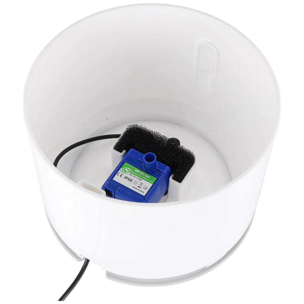 Automatyczne poidełko fontanna dla psa kota z filtrem LED USB 2,4 l biała - obrazek 5