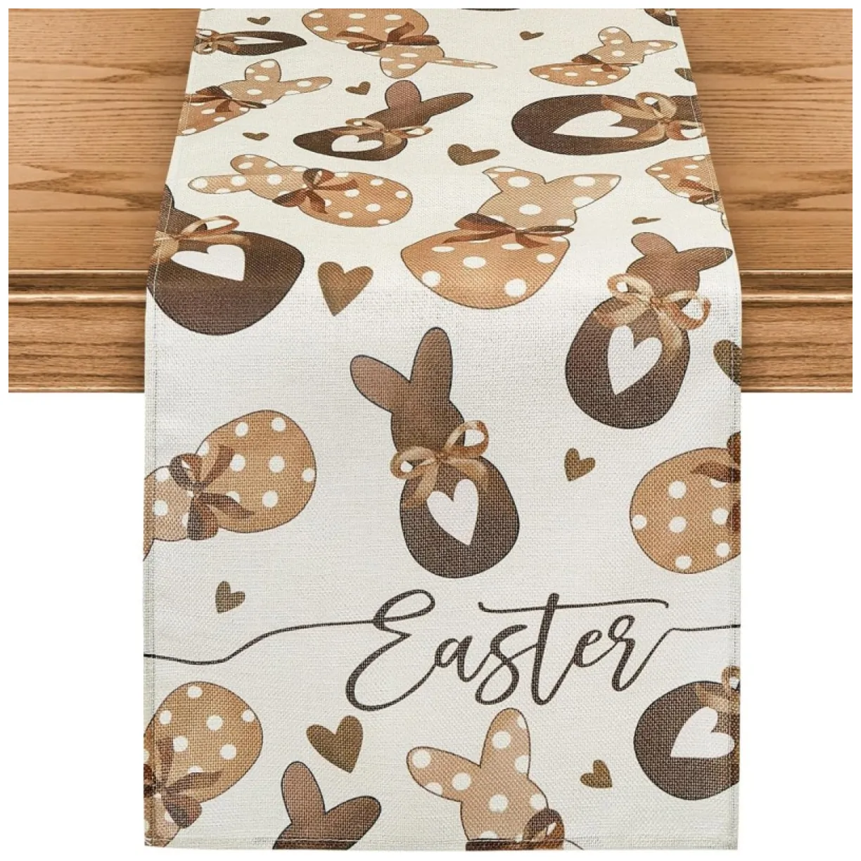 Lniany bieżnik na stół wielkanocny, króliczki, EASTER 180 x 33cm BZK02 - obrazek 2