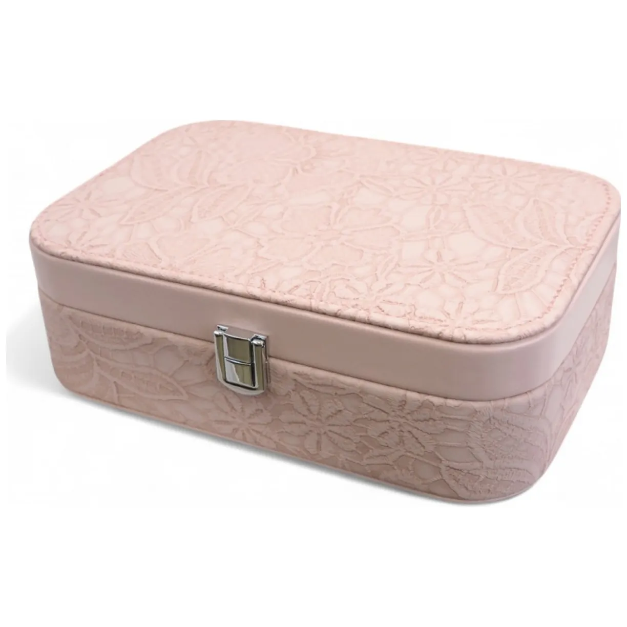Szkatułka na biżuterię, etui, organizer, pudełko różowa koronka PD157R - obrazek 3