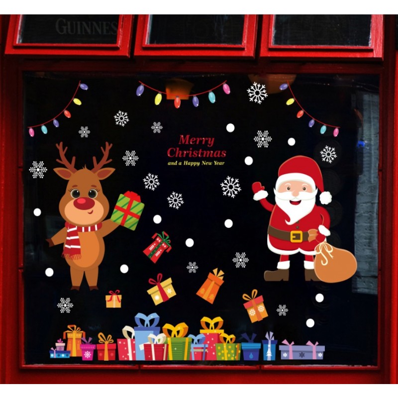 Świąteczne naklejki kolorowe na okno 4 Arkusze 25 x 35 cm NKD15 - obrazek 2