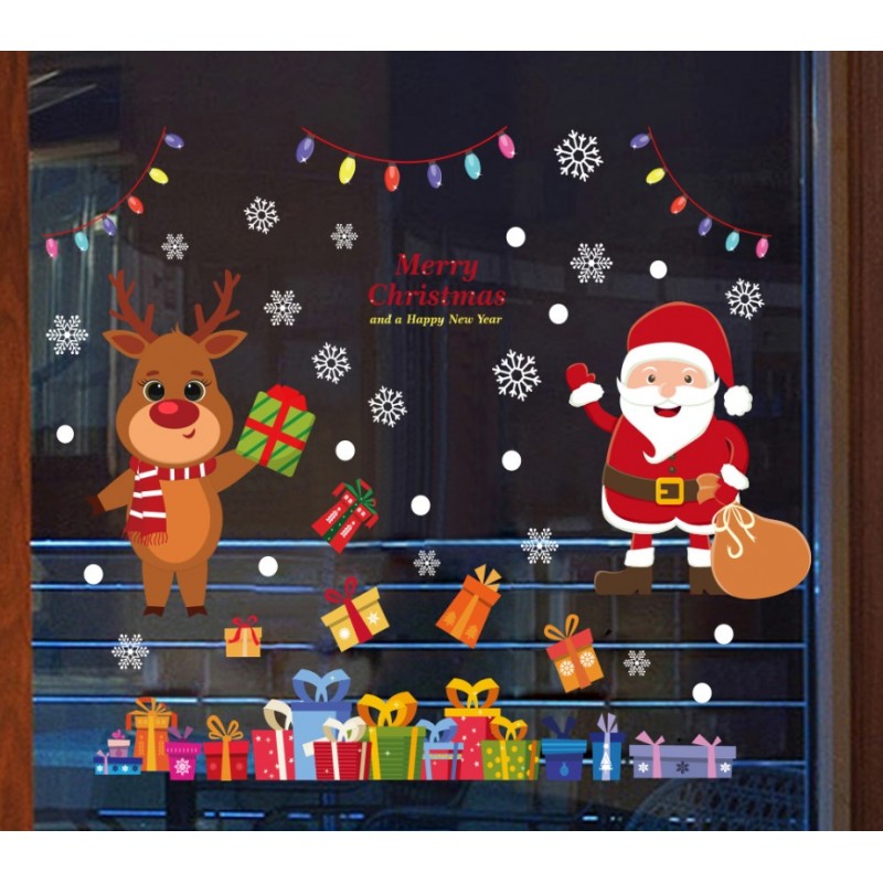 Świąteczne naklejki kolorowe na okno 4 Arkusze 25 x 35 cm NKD15 - obrazek 3