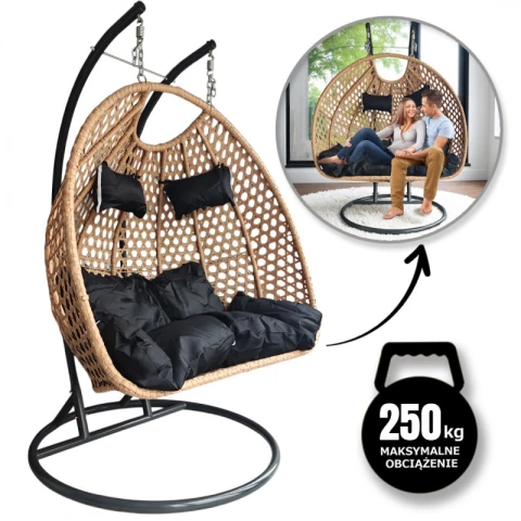 Fotel wiszący, huśtawka kokon z poduszkami DWUOSOBOWY KR34