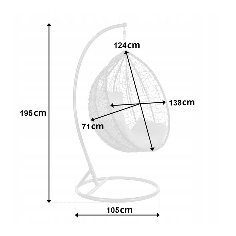 Fotel wiszący, huśtawka kokon z poduszkami DWUOSOBOWY KR34 - obrazek 6