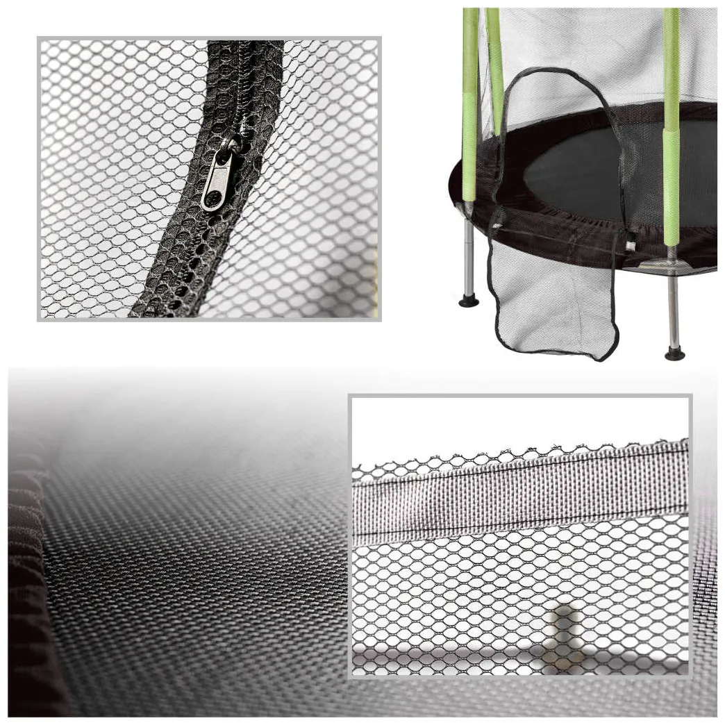 Trampolina ogrodowa dla dzieci z siatką 140 cm zestaw z piłkami zielona - obrazek 8