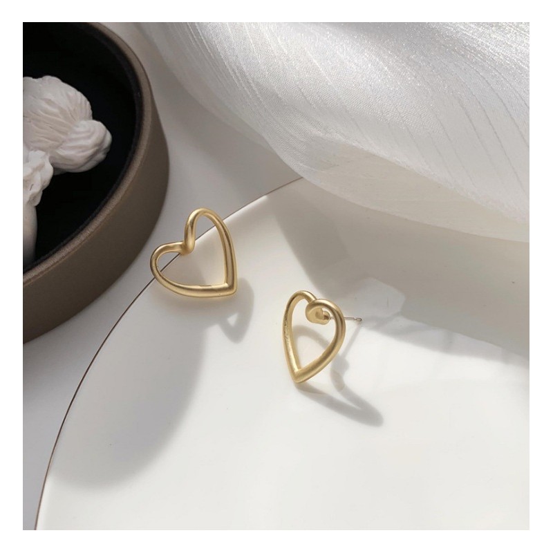 KOLCZYKI sztyfty serca matowe K1521 - obrazek 2