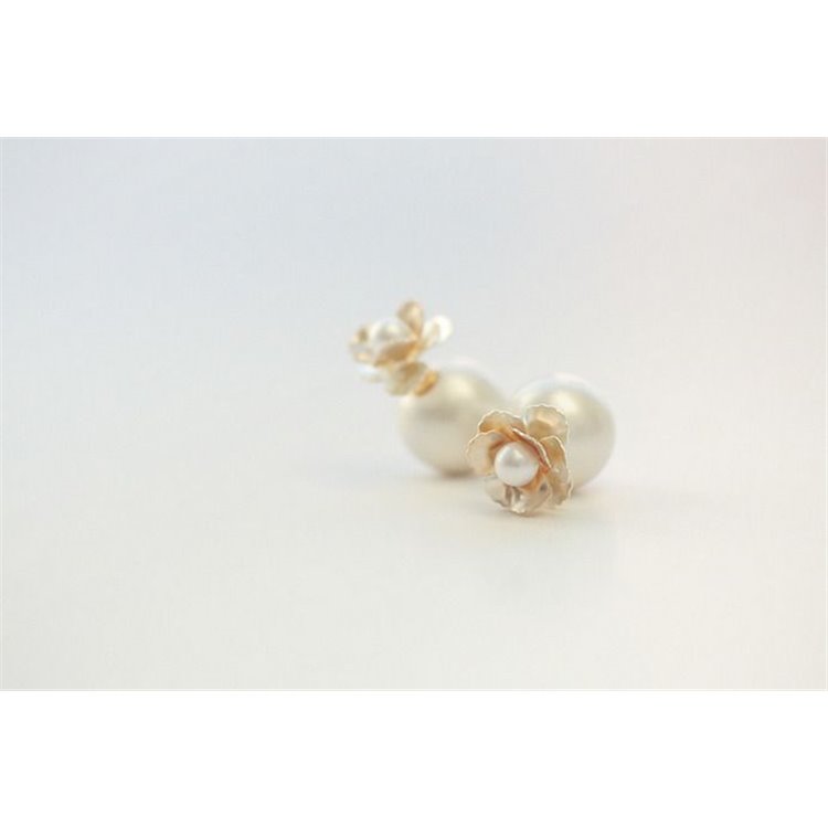 KOLCZYKI PERŁOWE ZA UCHO PIWONIE, Kolor: Różowy - obrazek 3