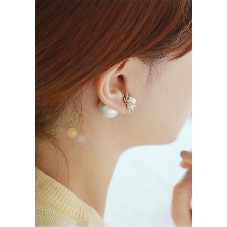 KOLCZYKI PERŁOWE ZA UCHO PIWONIE, Kolor: Różowy - obrazek 6