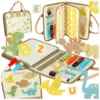 Tablica manipulacyjna sensoryczna montessori walizka dinozaury