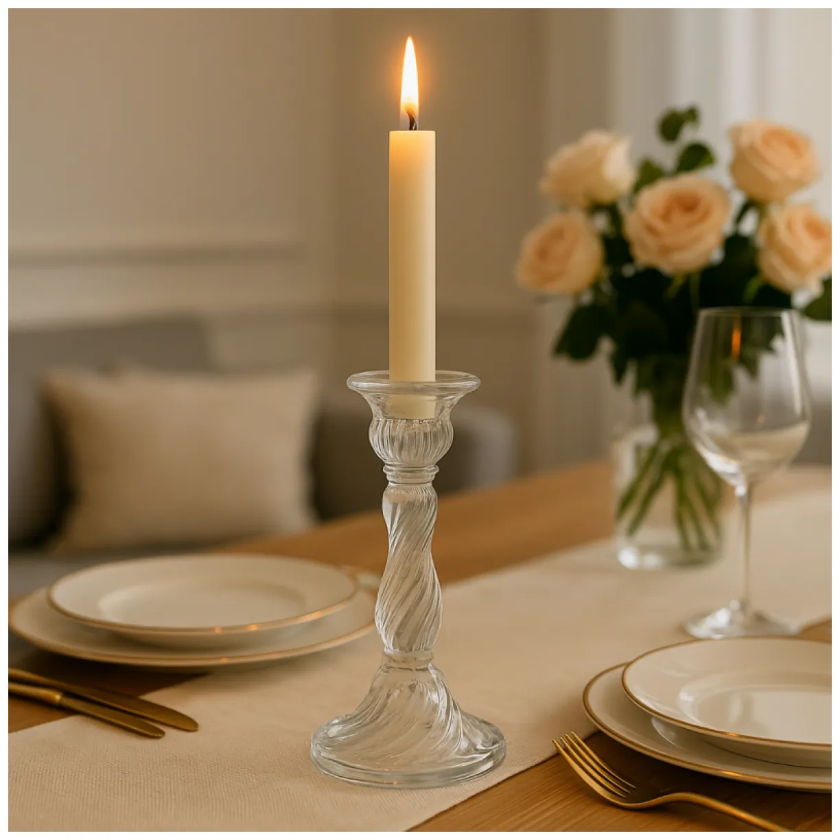 Świecznik dekoracyjny, szklany Glamour 16,5 cm - SW16 - obrazek 3