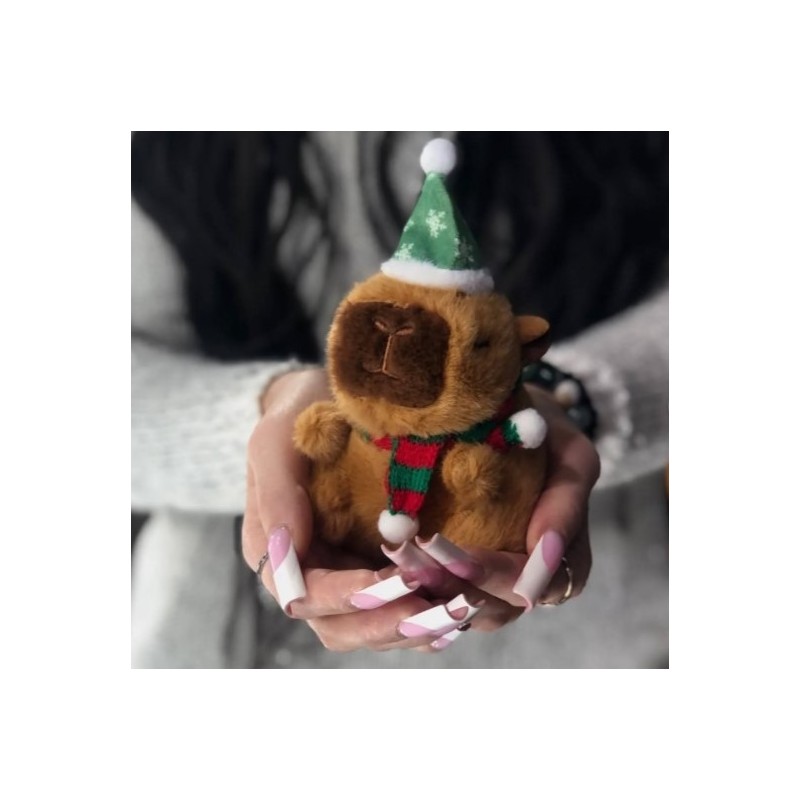 Brelok do kluczy pluszowa, Kapibara Bożonarodzeniowa 1szt. LOSOWY KOLOR BRL394 - obrazek 4