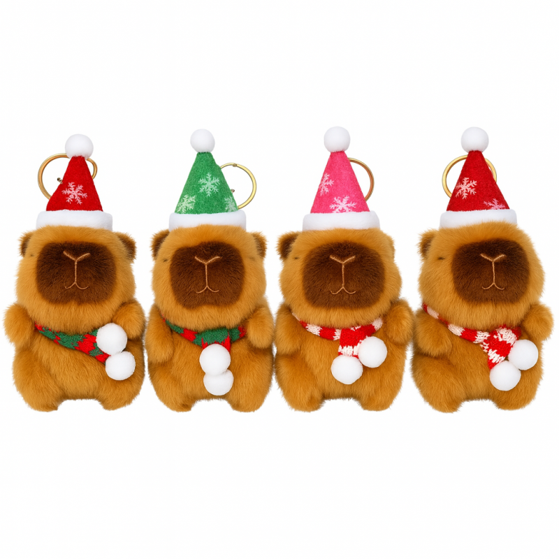 Brelok do kluczy pluszowa, Kapibara Bożonarodzeniowa 1szt. LOSOWY KOLOR BRL394