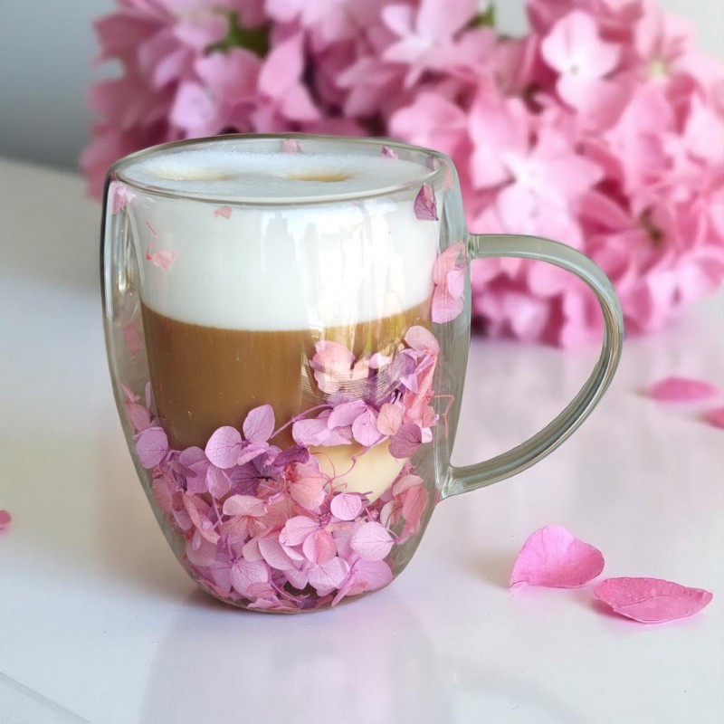 Szklanka termiczna z kwiatami w środku, gipsówka hortensje róż 300 ml 1szt SZK165 - obrazek 4