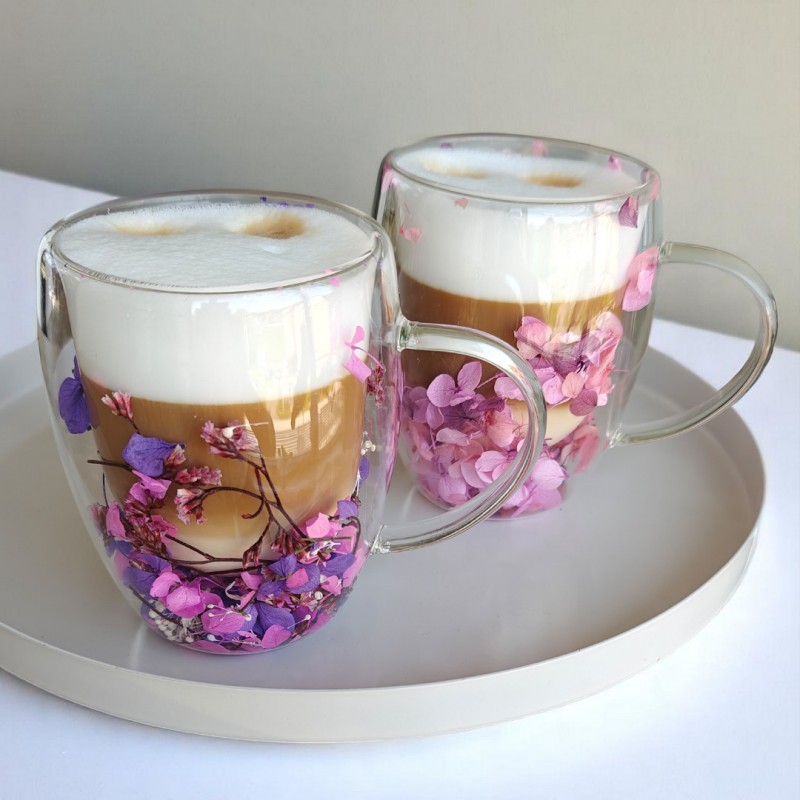 Szklanka termiczna z kwiatami w środku, gipsówka hortensje róż 300 ml 1szt SZK165 - obrazek 5