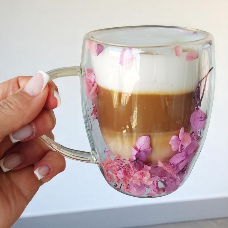 Szklanka termiczna z kwiatami w środku, gipsówka hortensje róż 300 ml 1szt SZK165 - obrazek 6