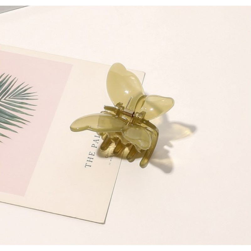 Spinka do włosów klamra motylek przezroczysty zieleń 6 cm SP244ZIE - obrazek 3