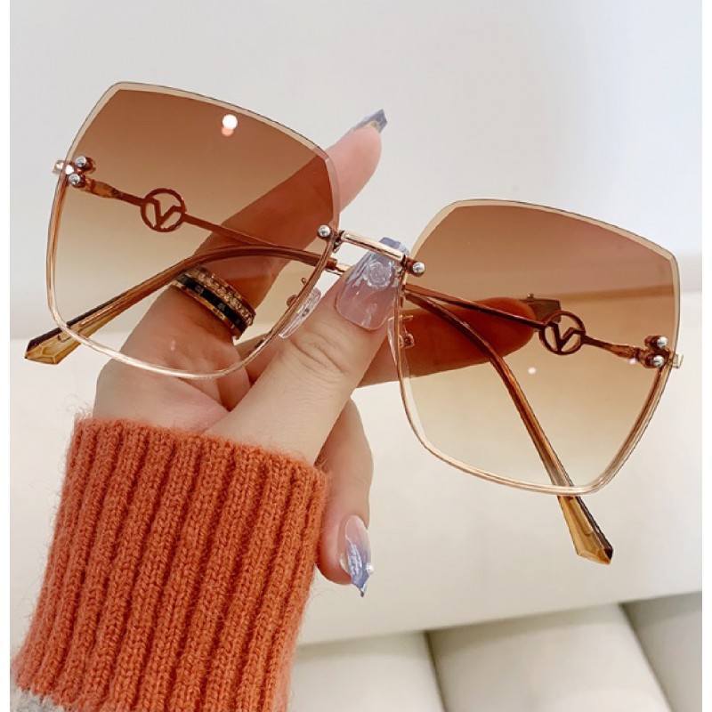 Okulary przeciwsłoneczne LIGHT BROWN simple zdobienie v OK391 - obrazek 3