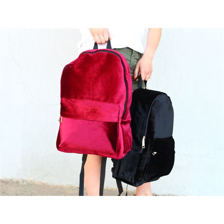 Plecak aksamitny VELVET BORDO - obrazek 3