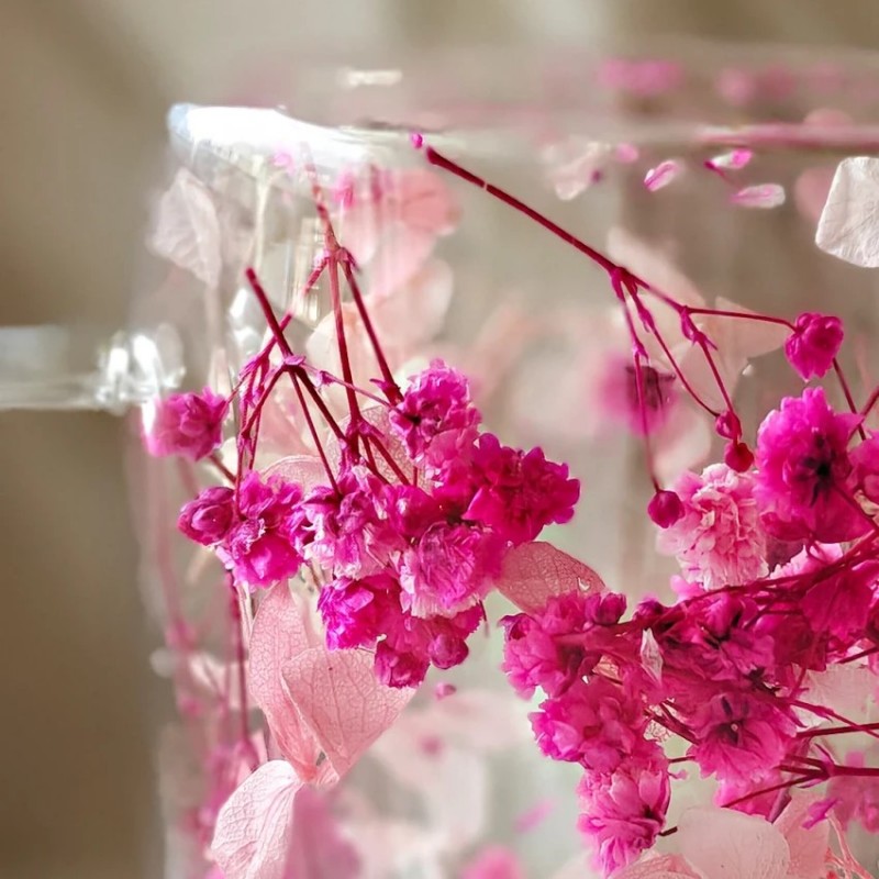 Szklanka termiczna z kwiatami w środku, gipsówka hortensje róż 300 ml 1szt SZK149 - obrazek 5