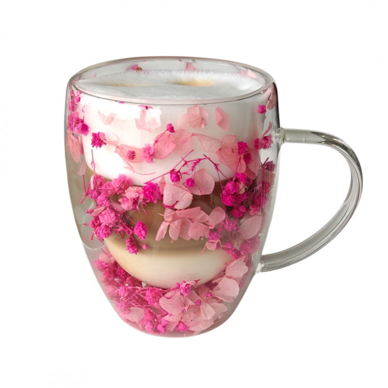 Szklanka termiczna z kwiatami w środku, gipsówka hortensje róż 300 ml 1szt SZK149 - obrazek 7