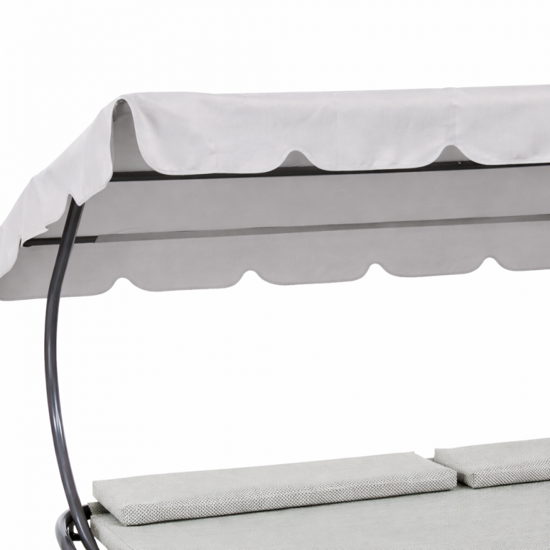 Leżak ogrodowy, leżanka dwuosobowa z baldachimem szary 200x173x155cm LE02 - obrazek 6