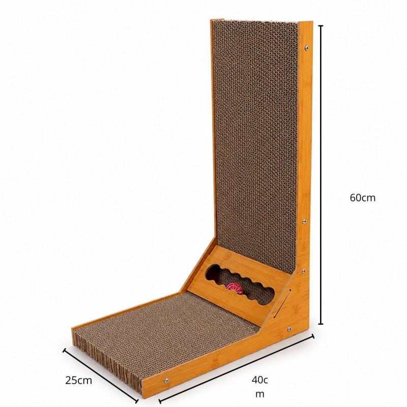 Drapak dla kota tekturowy z zabawką piłką XL 40x26x60cm - obrazek 2