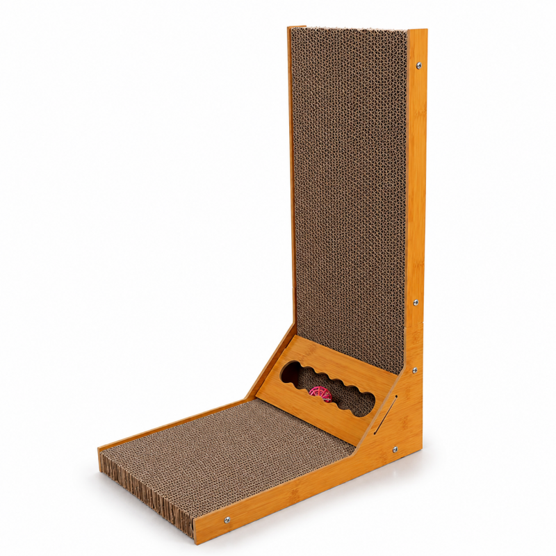 Drapak dla kota tekturowy z zabawką piłką XL 40x26x60cm - obrazek 3