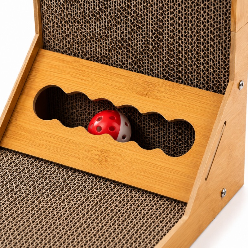 Drapak dla kota tekturowy z zabawką piłką XL 40x26x60cm - obrazek 5