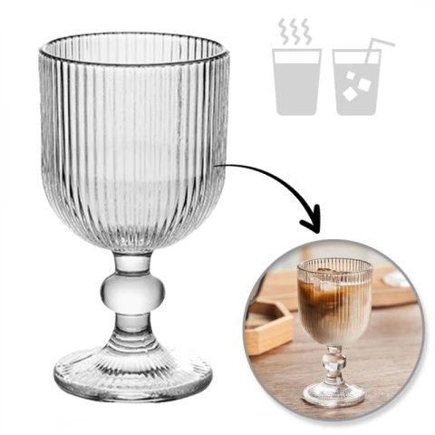 Szklanka Puchar ryflowany na nóżce - do kawy, deserów 255ml - SZK160