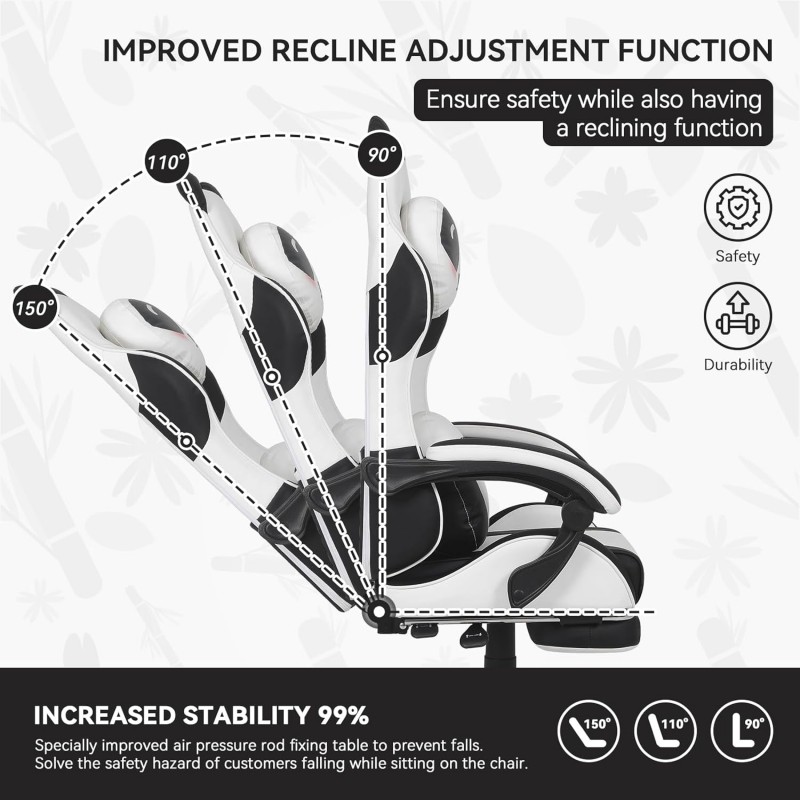 Fotel gamingowy obrotowy PANDA z podnóżkiem i z masażerem KIDS ZONE KO34 - obrazek 7