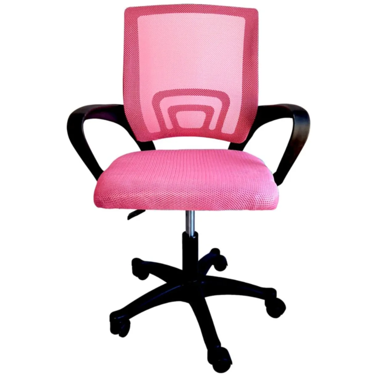 Ergonomiczny fotel obrotowy z mikrosiatką, różowy z regulacją wysokości - obrazek 3