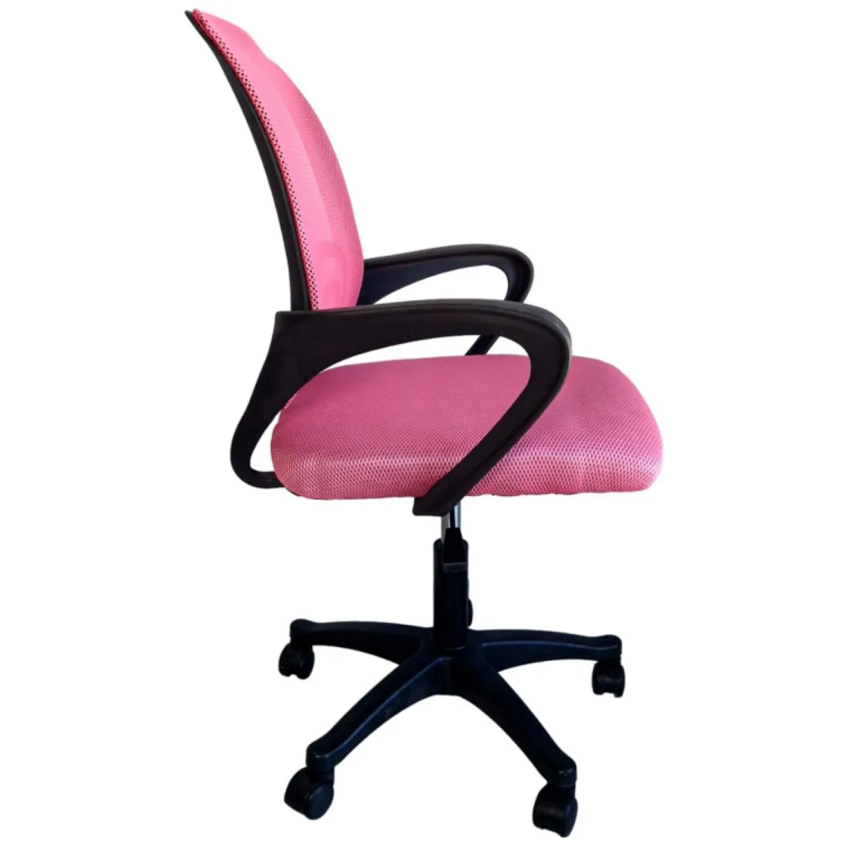 Ergonomiczny fotel obrotowy z mikrosiatką, różowy z regulacją wysokości - obrazek 4