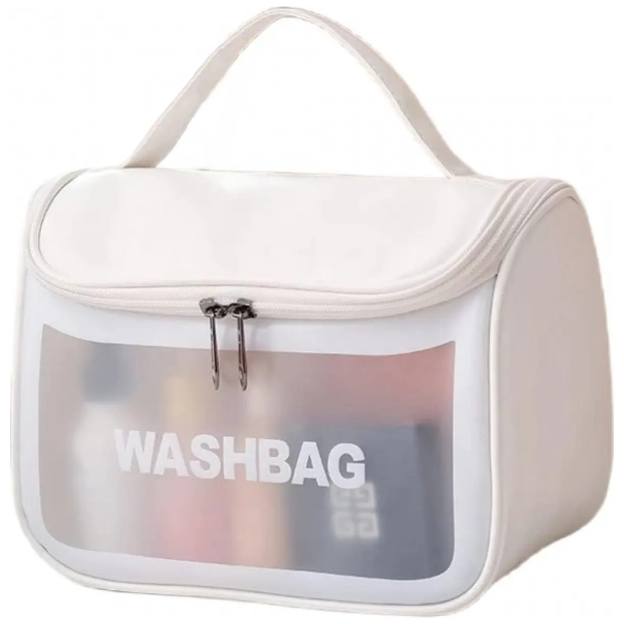 Biała kosmetyczka rozkładana z haczykiem - organizer podróżny 22x12x18 cm