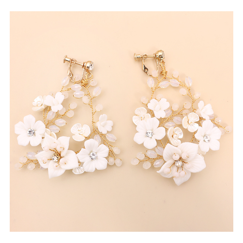 Kolczyki ślubne BOHO wizytowe wiszące z kryształkami stal szlachetna KOLS01 - obrazek 3