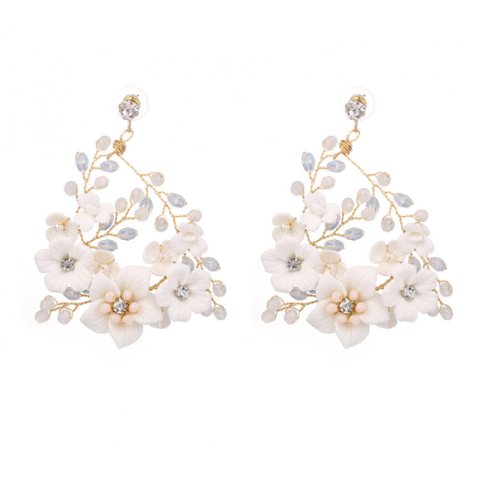 Kolczyki ślubne BOHO wizytowe wiszące z kryształkami stal szlachetna KOLS01