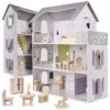 Domek dla lalek drewniany mebelki 70cm szary