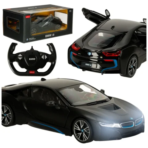 Samochód zdalnie sterowany Rastar 71010 BMW i8 1:14 otwierane drzwi czarny