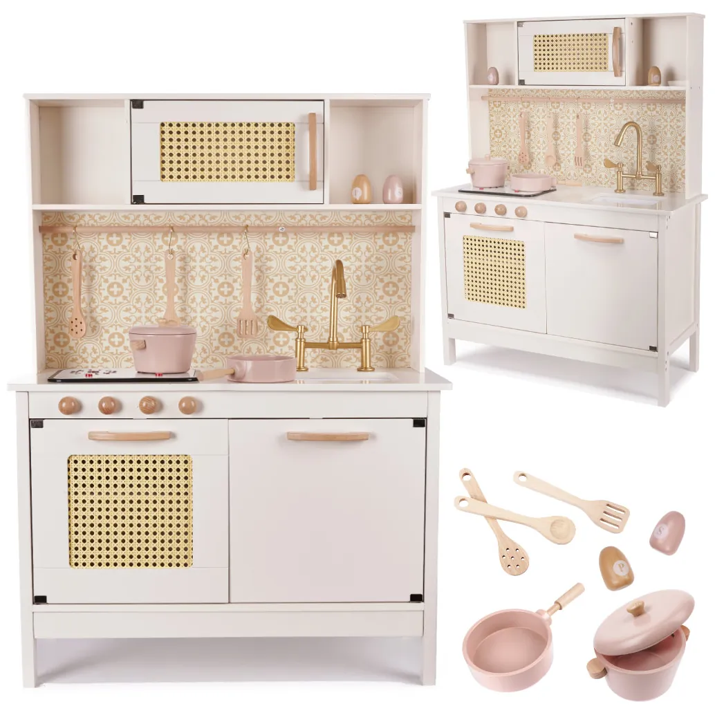 Kuchnia dla dzieci drewniana MDF retro z akcesoriami BOHO 100cm